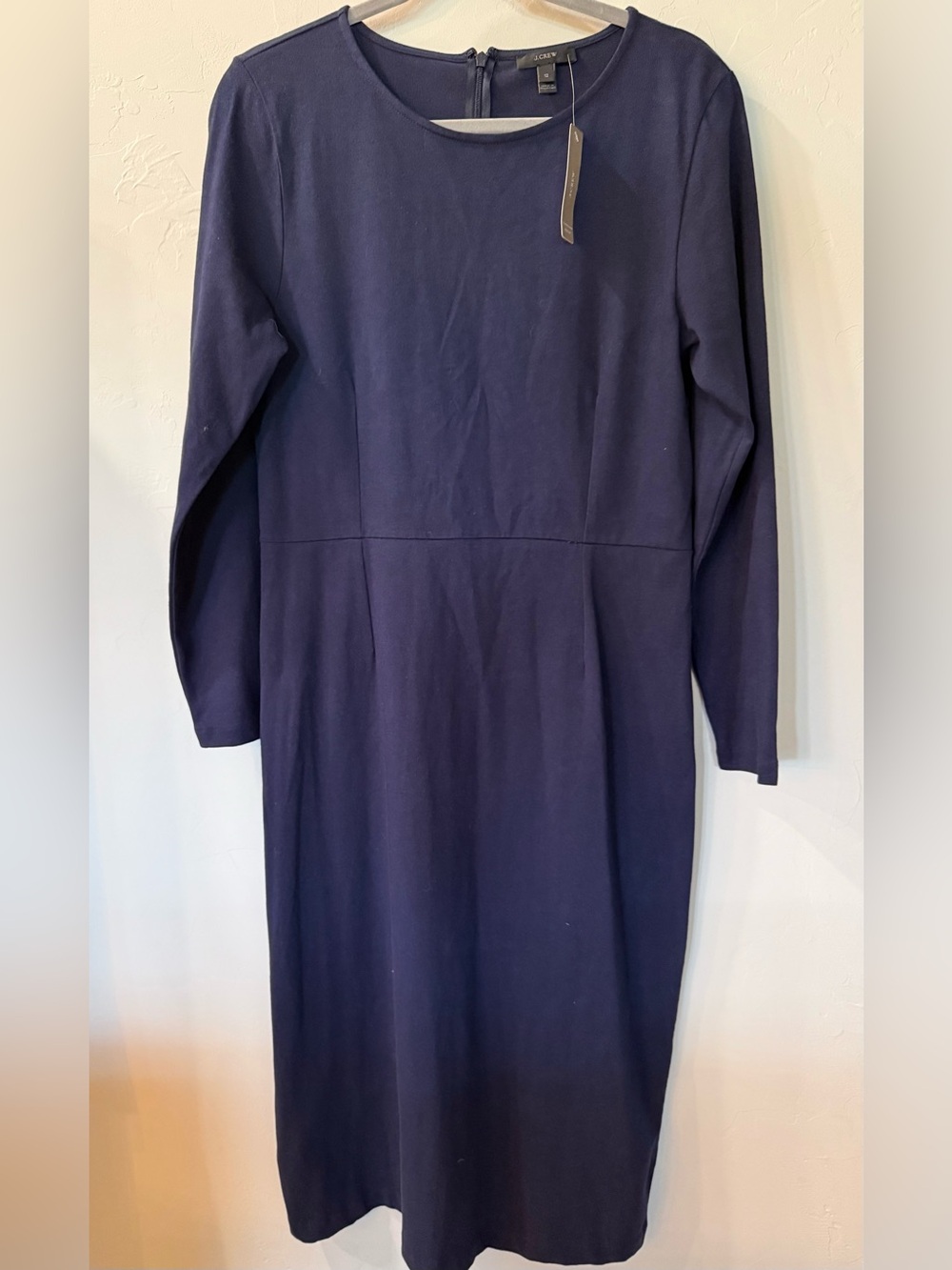 NWT J. Crew Classic Cotton Navy Long Sleeve Women's Dress Size 12
